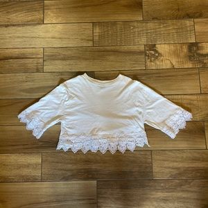 Topshop White Longsleeve Crop-Top Small